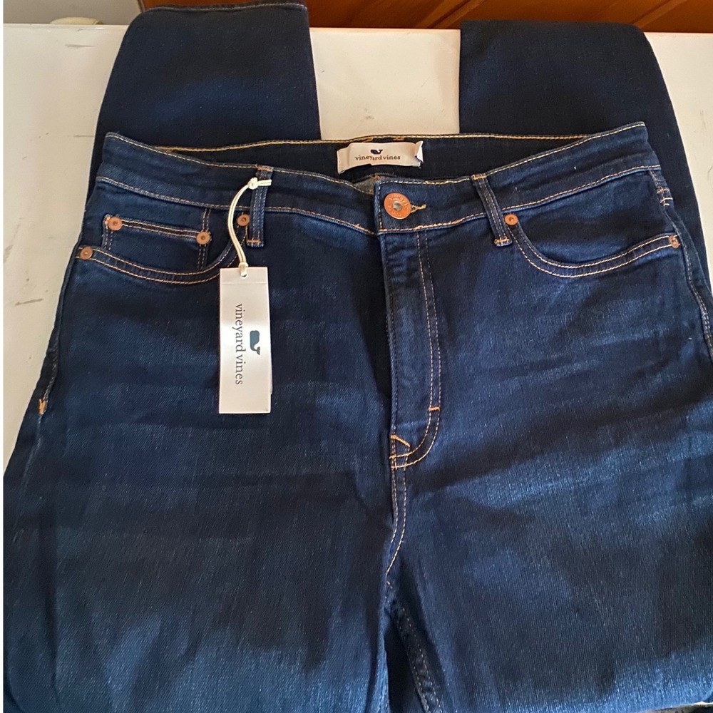 Vineyard Vines NWT High Rise Skinny Jeans Dark Wash Indigo Candiani Size 31 NEW